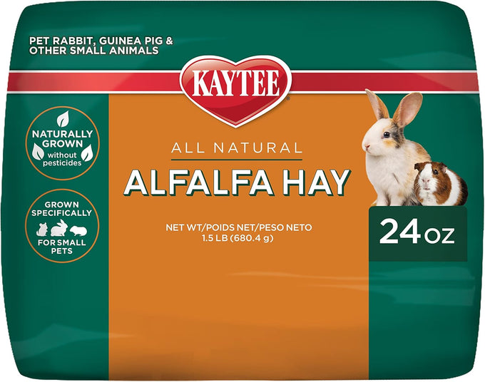 Kaytee Supreme Grade Alfalfa Hay for Small Animals, 24-Oz Bag, High Protein, Non-GMO, US #1 Brand
