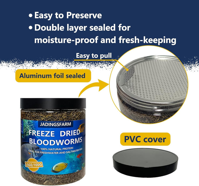 Jadingsfram freeze dried bloodworms fish food for freshwater saltwater tropical fish aquarium