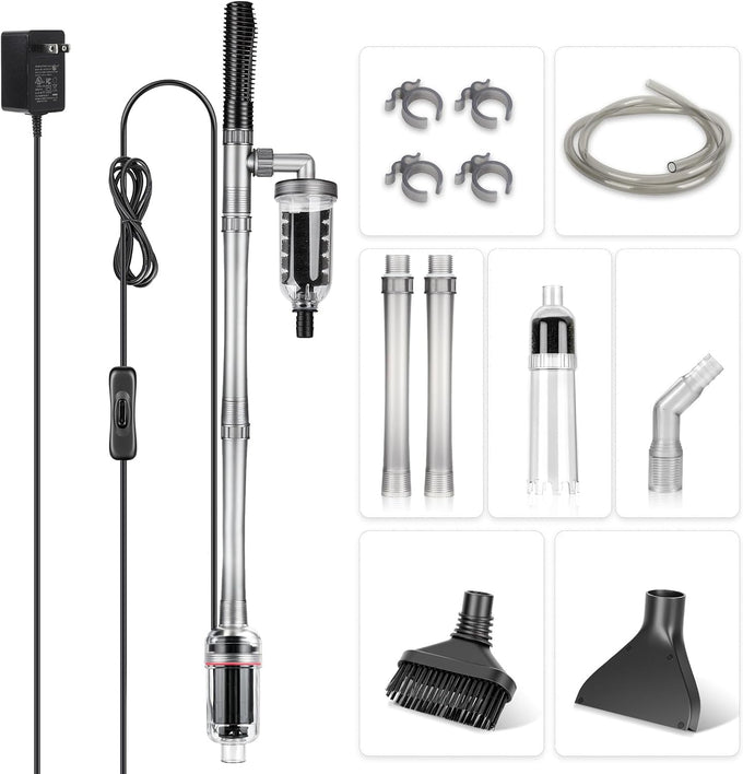 hygger electric aquarium gravel cleaner, 528gph fish tank vacuum, 5-in-1 automatic sand washer water changer cleaning kit