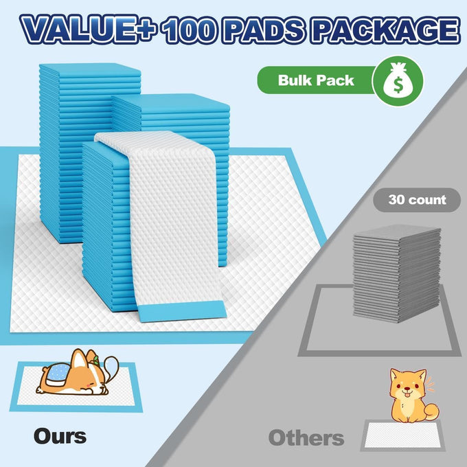 Oomicat Puppy Pads XL 100 count, extra large 34x28 disposable dog training pads with 6-layer leak-proof protection