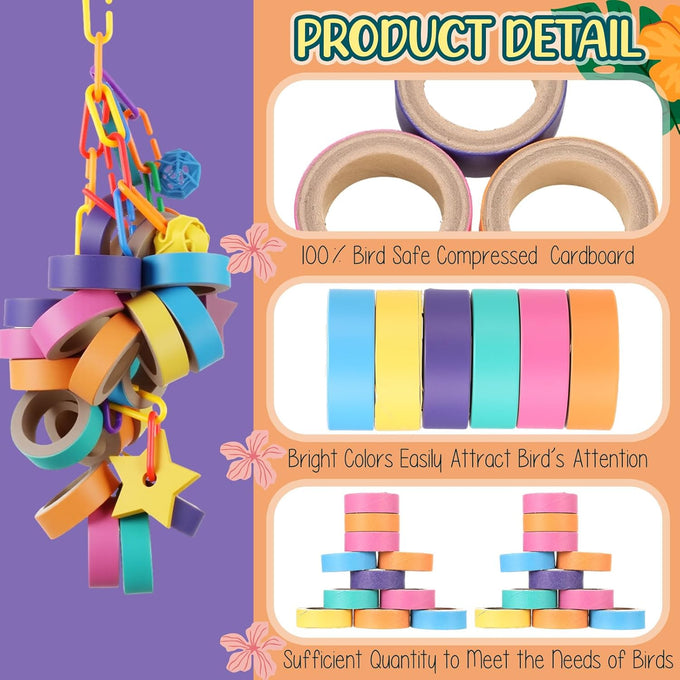 skyygemm 60 pcs durable cardboard parrot toys for medium large birds, macaw, african greys, cockatoos, eclectus senegal