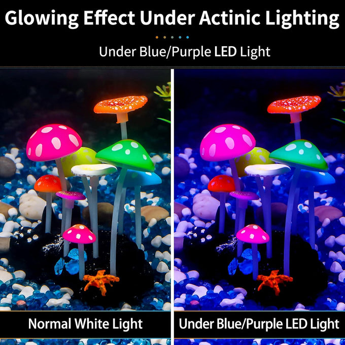 Uniclife glowing mushroom aquarium plant decoration for fish tank landscape with realistic silicone