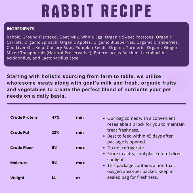 Shepherd Boy Farms Freeze Dried Raw Dog Food Rabbit Recipe All Natural High Protein Complete Meal 14oz Made in USA