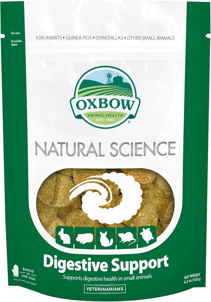 oxbow natural science digestive support high fiber supplement for rabbit guinea pig usa made timothy hay 4.2 oz bag