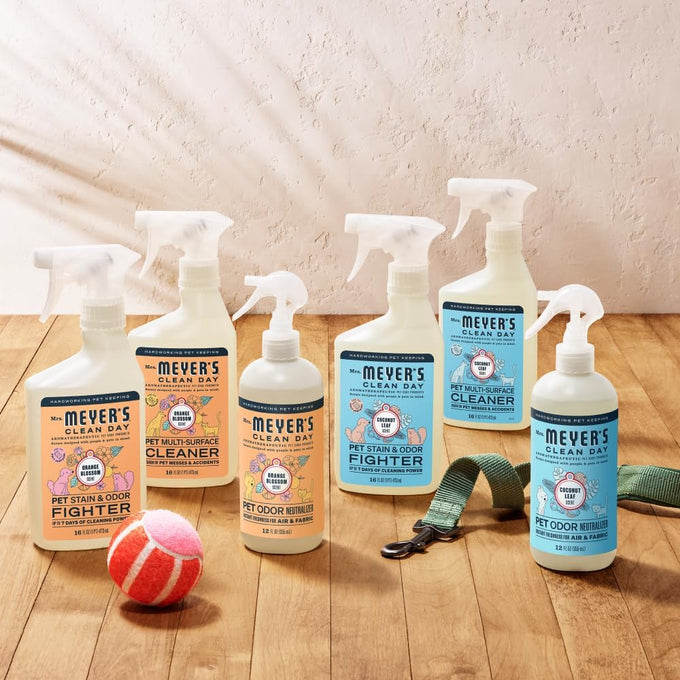 Mrs. MEYER'S CLEAN DAY Pet Multi-Surface Cleaner, Orange Blossom Scent, 16oz for hard surfaces and pet messes