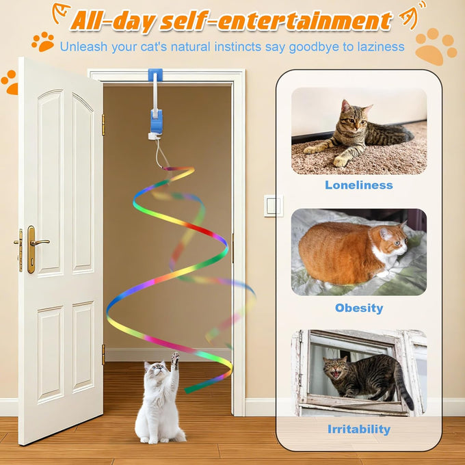 Interactive Automatic Cat Toy with Rechargeable Battery, Hanging Door Cat Teaser for Exercises, Fun Games, Boredom Relief
