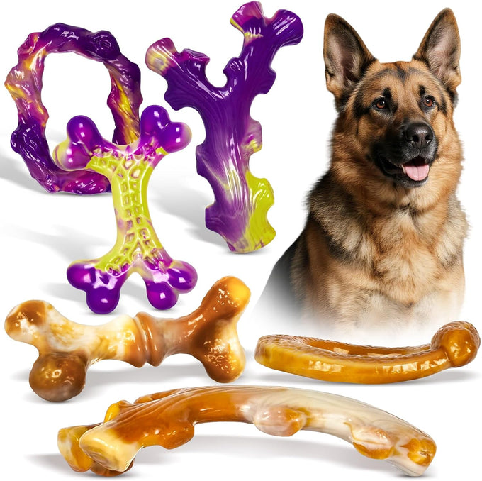 Frienhund tough nylon dog toys 3 pack for aggressive chewers, durable dog bones for medium large breeds