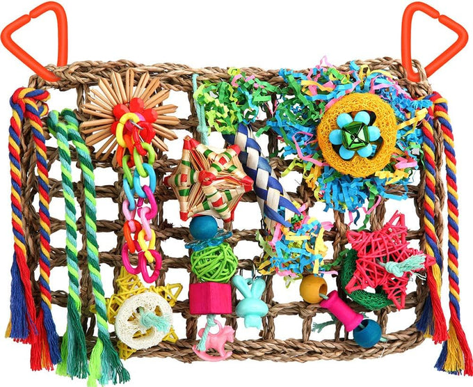 yixund handmade seagrass wall bird toys for parakeets cockatiel conures lovebirds