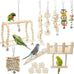 Hamiledyi bird parrot swing chewing toy set 15pcs wooden hanging bell hammock climbing ladders colorful pet birds cage toys
