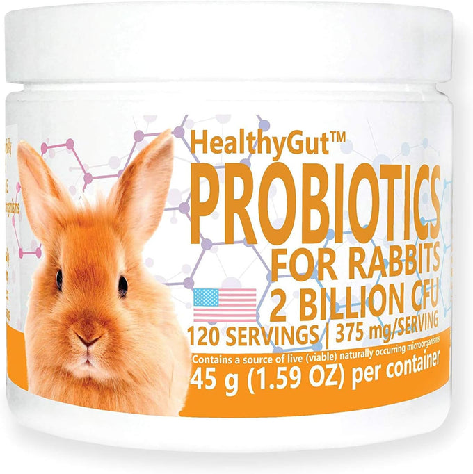 HealthyGut Probiotics for Rabbits 120 servings all-natural digestive system formula with 15 species of probiotic organisms