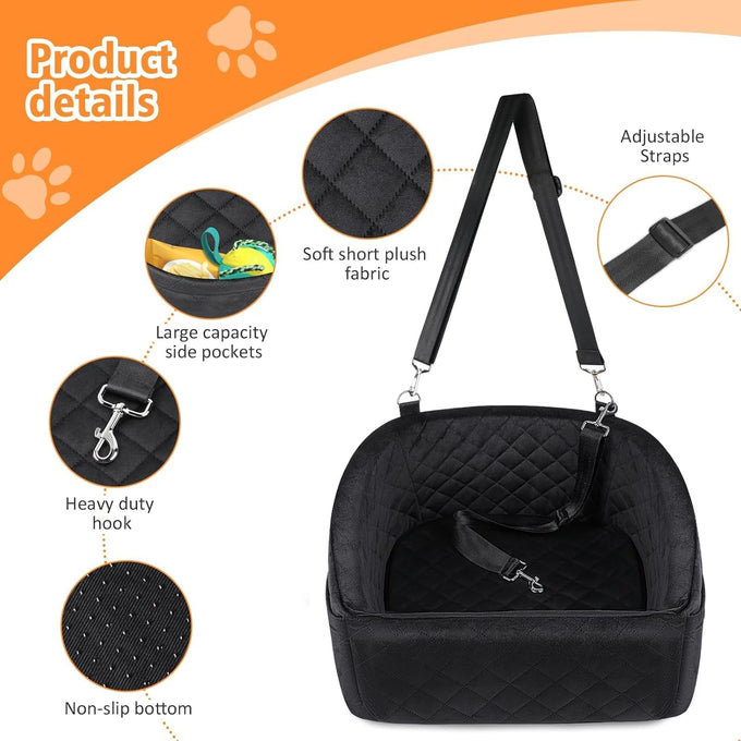 NEEZUKAR Dog Car Seat for Small Medium Dogs, detachable washable dog booster seat under 30lbs, pet car seat travel bed with storage