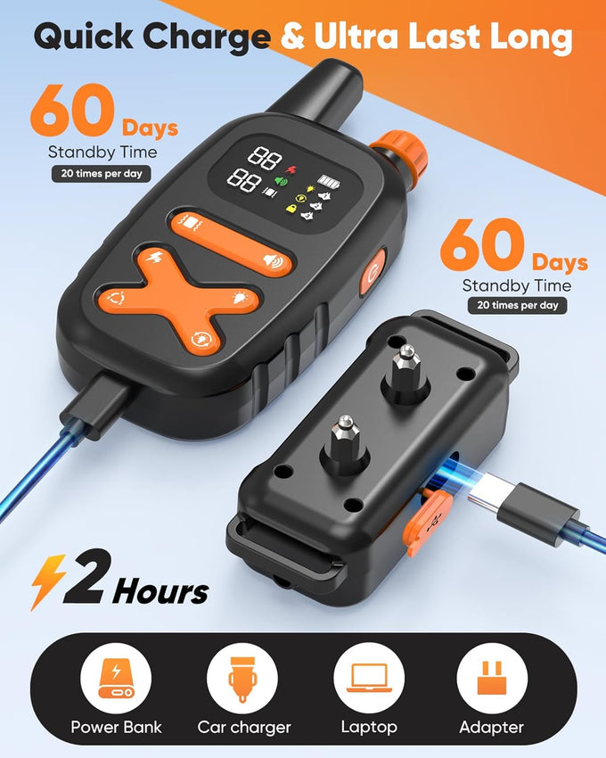 Dog Shock Collar with Remote - 3300ft Range, LED Lights, Waterproof, Adjustable Strap, Rechargeable, for Small to Large Dogs (14-25in, Black)