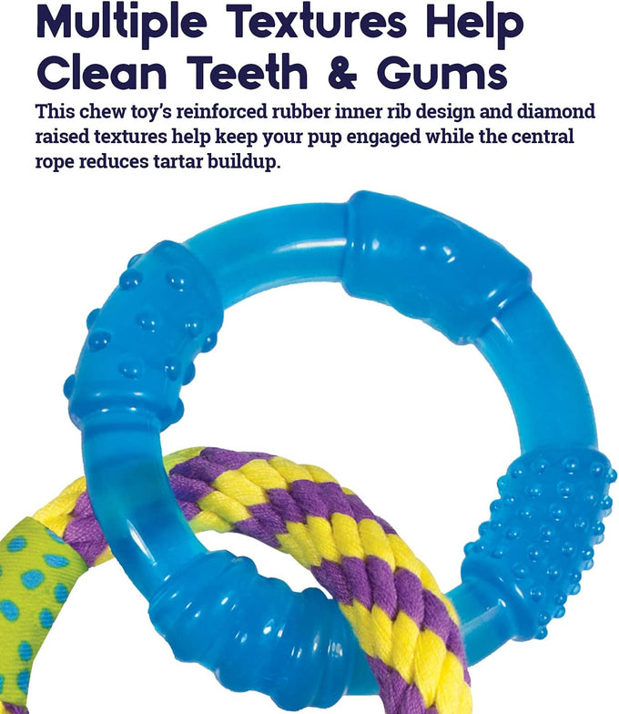 Petstages Dental Links Dog Chew Toy for puppies and adult strong chewers, 8.5" x 4" x 1" rope texture