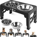 Jovrun elevated dog bowls for medium large size dogs, non-slip feeder with 2 food water bowls, 5 heights adjustable raised bowls stand