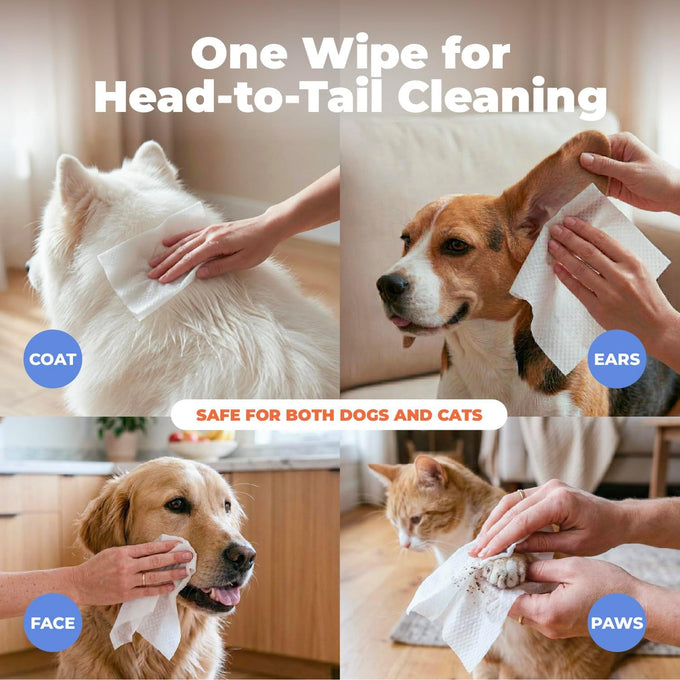 Large 8x9 Pet Wipes - Gentle Lavender Vitamin E Formula for Puppies and Cats - 100 Count
