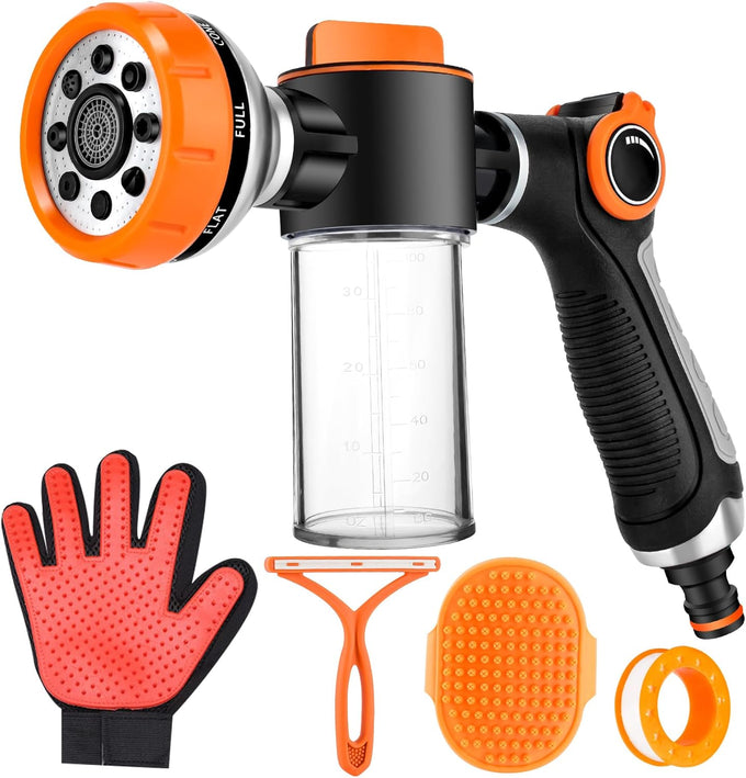 ksszzco dog washer hose attachment with 8 spray patterns and 3.5oz soap dispenser for pet showering