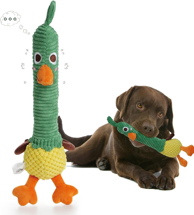 Nocciola 2 in 1 Easter Duck Dog Toy for Medium and Large Breeds with Rubber Squeaker and Crinkle Paper