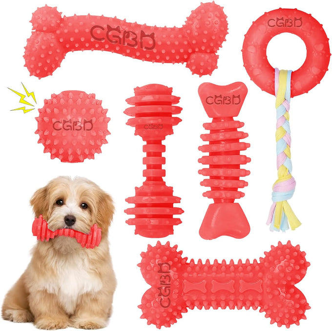 6 pack cute pink small dog toys for puppies, upgraded soft durable chew toys for small dogs