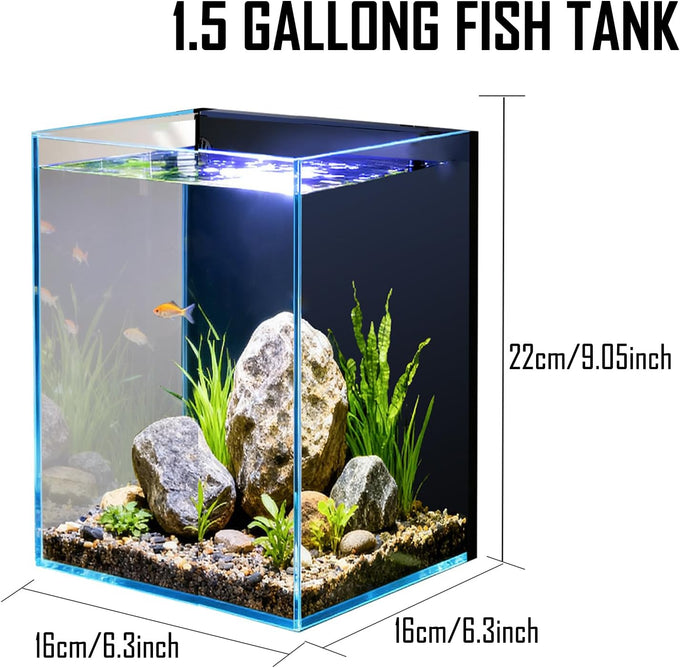 1.5 gallon nano glass aquarium starter kit for aquascape and small betta fish tanks