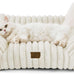 Bedsure 24inch ComfyFleece Cute Cat Couch for Indoor Cats, Cream, Removable Washable Cover and Supportive Pet Sofa