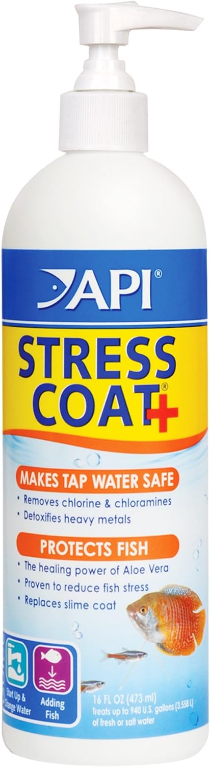 API Stress Coat Aquarium Water Conditioner 16-Ounce Bottle Tap Water Safe for Fish