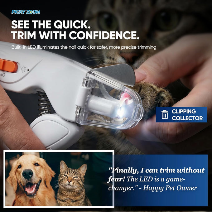 2-in-1 dog & cat nail clippers with light, sharp blade, painless quiet pet nail claw trimmers for small medium large pets