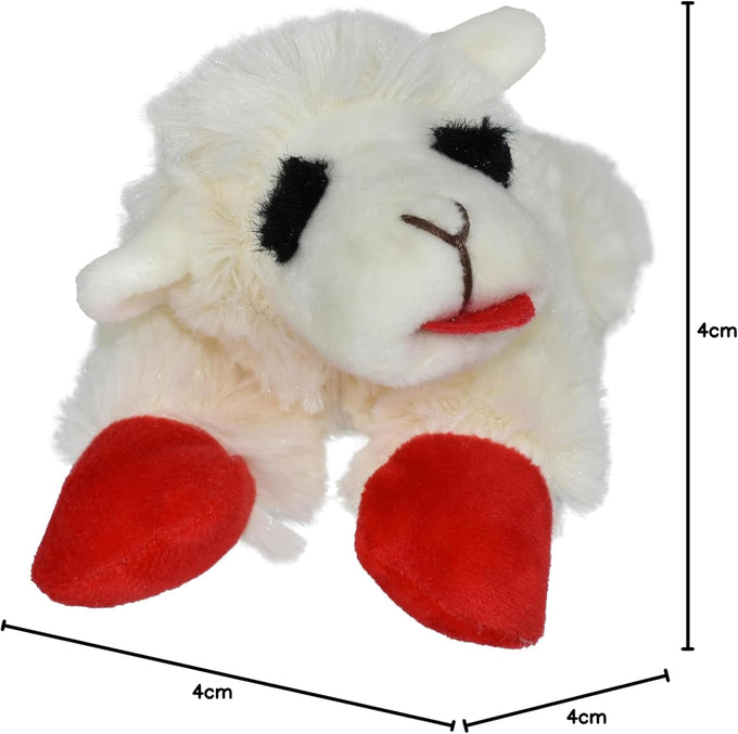 Multipet Lamb Chop 6" cream plush dog toy with squeaker for cuddling and playtime