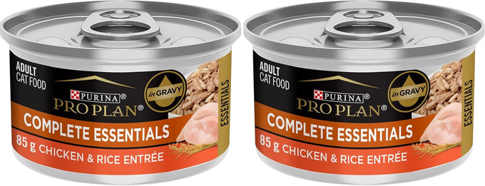 Purina Pro Plan High Protein Cat Food Complete Essentials Wet Gravy, Chicken and Rice Entree - (Pack of 24) 3 oz. Pull-Top Cans