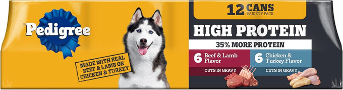 Pedigree High Protein Wet Dog Food, Variety Pack, 13.2 oz