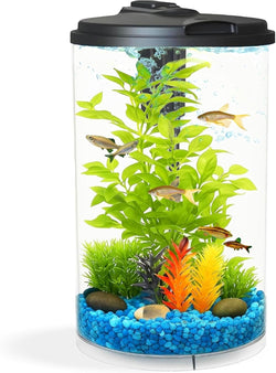 Koller Products AquaView 3-gallon 360-degree aquarium with LED lighting and power filter, 7 color options, 10.25 x 10.25 x 14.5