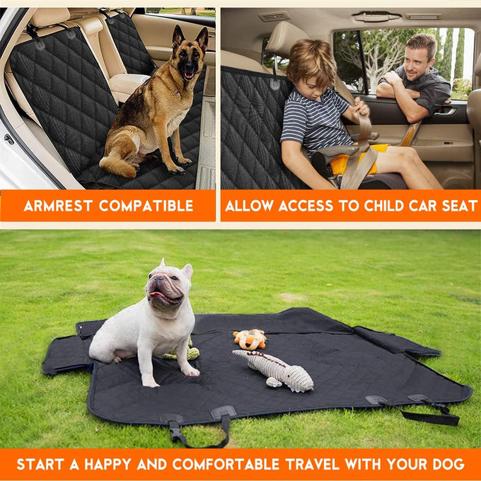Yuntec black dog car seat cover for back seat protector fits most cars trucks SUVs with non-slip 600D oxford fabric