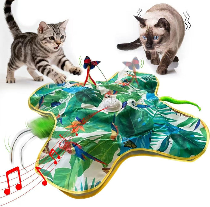 interactive cat toys with butterflies feathers realistic sounds touch-activated rechargeable for bored adult cats home alone