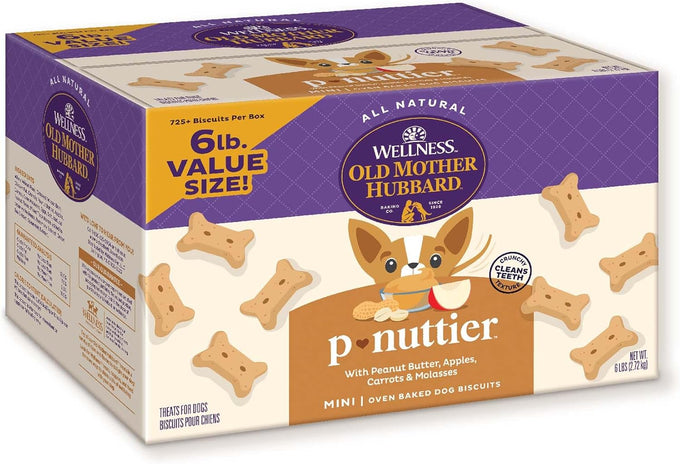 Wellness Old Mother Hubbard Classic P-Nuttier Dog Biscuits Mini Size 6 lb Box Peanut Butter Flavor