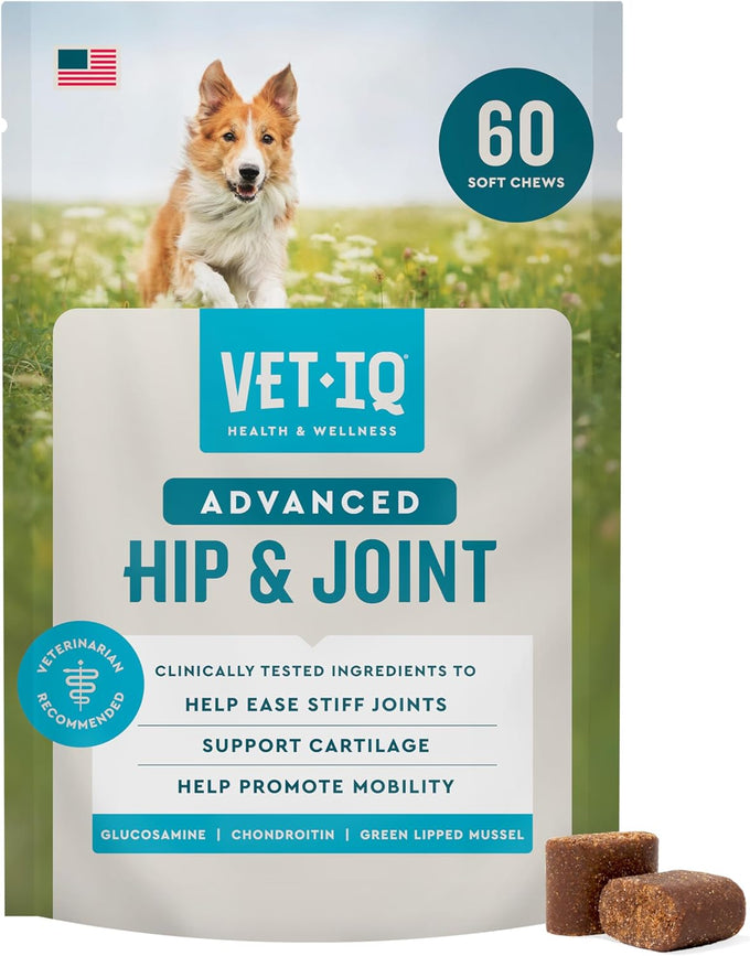 VetIQ Glucosamine Hip & Joint Supplement for Dogs, 180 Soft Chews, Chicken Flavored Chewables for Large & Small Breeds