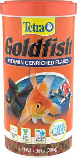 Tetra Goldfish Flakes, nutritionally balanced diet for tropical aquarium fish, vitamin C enriched, 7.06 oz, USA made