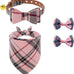PupTecK 3-Pack Adjustable Soft Leather Dog Collar and Leash Set with Bow Tie and Bells, Black & White Checkered, Small Dogs and Cats Accessories