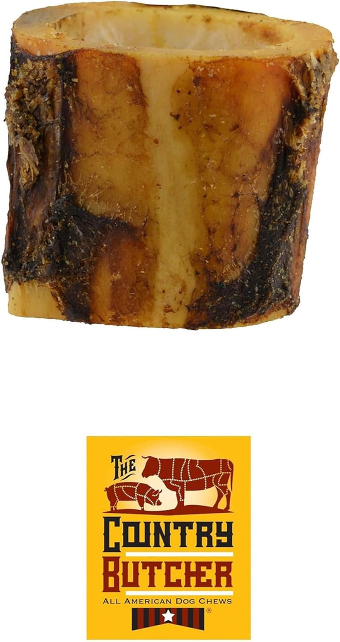 Country Butcher 7" natural beef marrow dog bones for aggressive chewers, large breed dogs, USA-made, 3-count