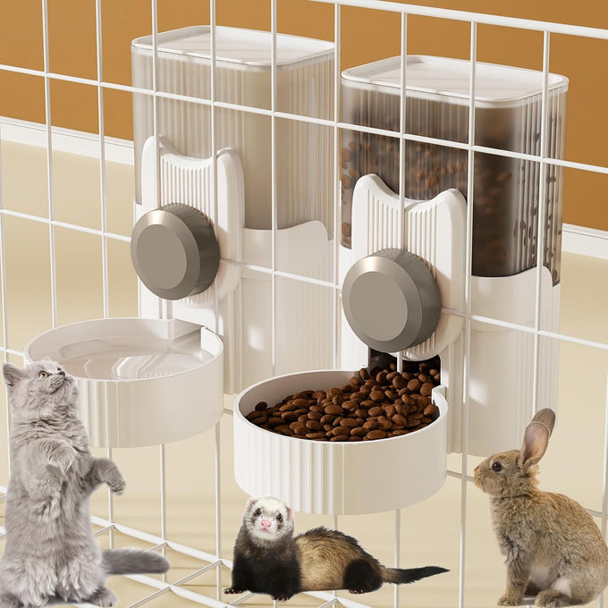 lemtrflo rabbit feeder for cage hanging automatic cat feeder water dispenser ferret cage accessories