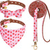 PupTecK 3-Pack Adjustable Soft Leather Dog Collar and Leash Set with Bow Tie and Bells, Black & White Checkered, Small Dogs and Cats Accessories