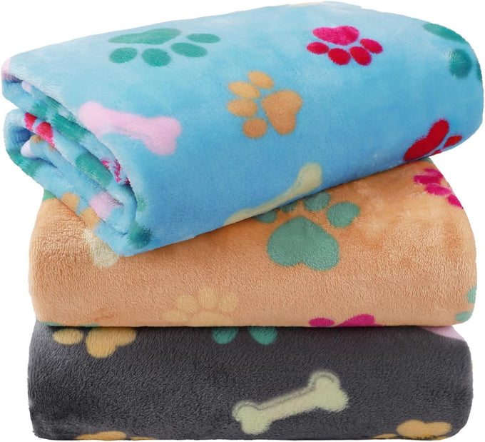 linenlux 1 pack 3 soft fleece dog blankets for puppy cat pet throw 23x16 inches coral velvet