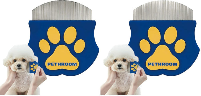 Pethroom stainless steel pet eye comb for cats and dogs, gentle grooming tool with compact design