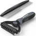 Docrok pet grooming combo with metal comb for detangling and dematting long fur on dogs and cats, blue