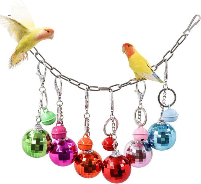 Oooct colorful parrot wind chime bird toy hanging chewing accessory for small to medium birds budgie conures parakeets cockatiels rats