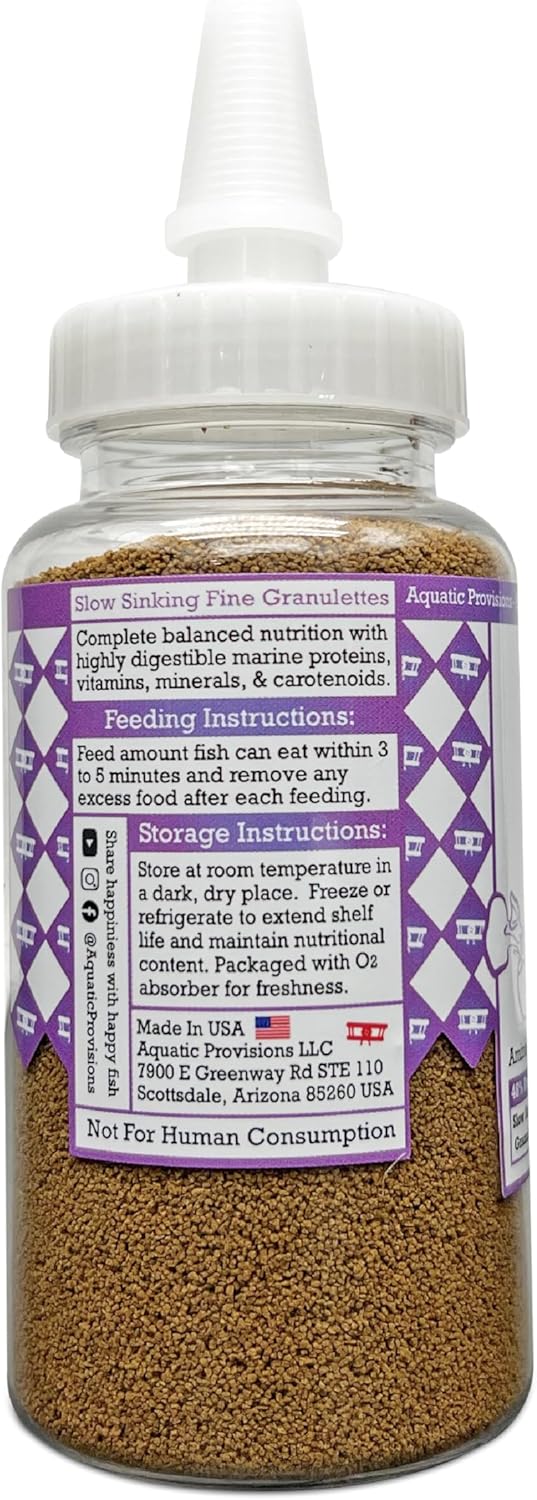 Aquatic Provisions Guppy Granulettes 3.17 oz high protein fish food for small freshwater aquarium species