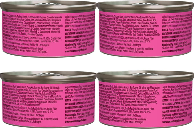 Rawz natural premium canned cat wet food shredded, 12-pack chicken variety, 4 flavors, 3oz cans