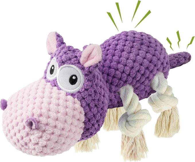 Tooptate blue medium dog toys for aggressive chewers, squeaky plush interactive toys for large dogs