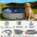 Foldable Gray Kiddie Pool with Hard Plastic Non-Slip Thickened Bottom for Small Medium Large Dogs and Kids