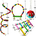Hamiledyi bird parrot swing chewing toy set 15pcs wooden hanging bell hammock climbing ladders colorful pet birds cage toys