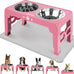 Jovrun elevated dog bowls for medium large size dogs, non-slip feeder with 2 food water bowls, 5 heights adjustable raised bowls stand