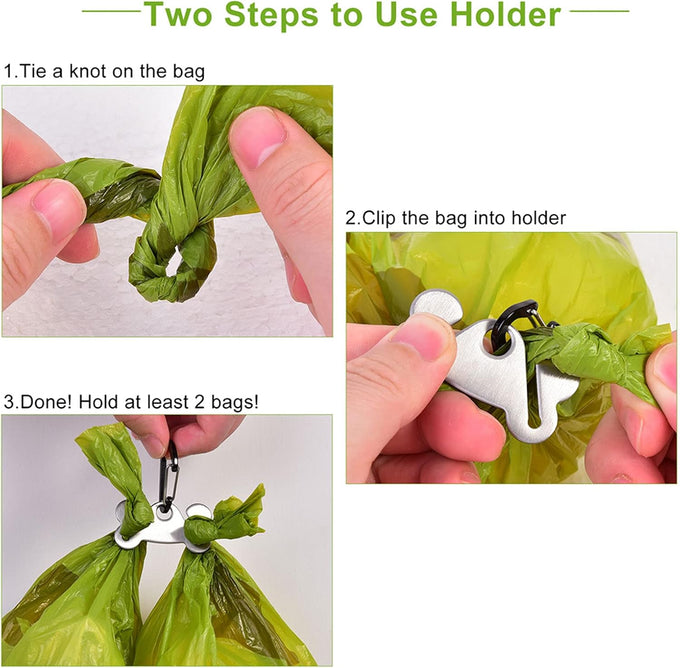 stainless steel dog poop bag holder with easy clip and durable metal design for hands free walking